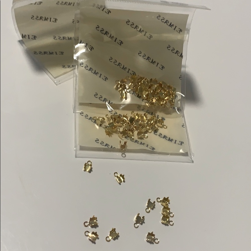 Gold rhinestone chain connectors for 2.5-3mm